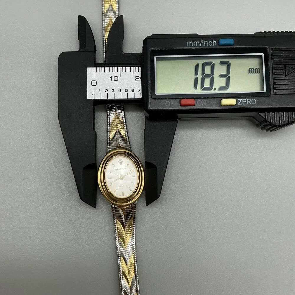 Vintage Waltham Diamond Womens Watch 18mm Silver Gold Two Tone New Battery